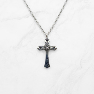Mens Necklaces: Black Faith Cross Necklace