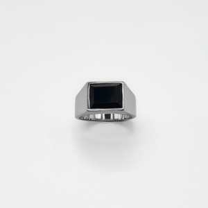 Mens Rings: Jet Stone Signet Ring