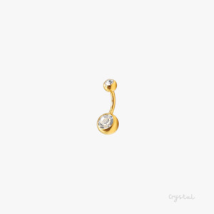 Gold Double Gem Belly Bar