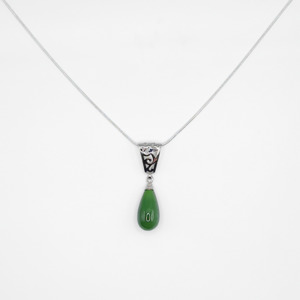 Sterling Silver Filigree Tear Drop Greenstone