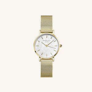 Rosefield: The Small Edit - Gold Mesh / White Dial
