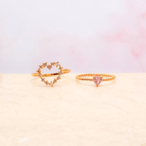 Love Heart: Rose Heart Ring Set