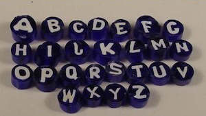 Millefiori Nt: Cobalt Blue & White Medium Letters (Assorted) O (7/8mm)