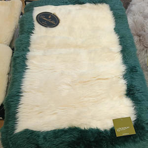 Green Bordered Ivory Rug - Bowron Sheepskin Tannery & Factory