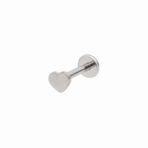 Tragus Cartilage Daith Conch: Heart Top Titanium Flat Back Stud Earrings