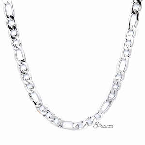Mens Necklaces: Stainless Steel Figaro Chain Men's Necklace - 8.5mm width | 61cm length