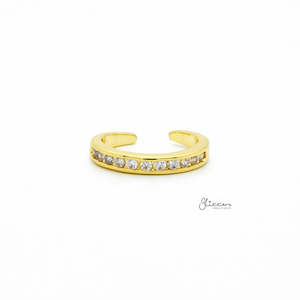 Toe Rings: 3mm CZ Paved Band Toe Ring - Gold