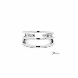 Toe Rings: Three Lines Plain Band Toe Ring - Silver