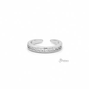 Toe Rings: 3mm CZ Paved Band Toe Ring - Silver