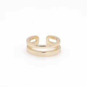 Non Piercing: Sterling Silver Double Lines Ear Cuff - Gold