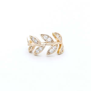 Non Piercing: CZ Leaf Ear Cuff - Gold