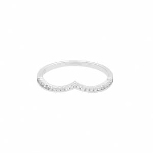 Sterling Silver Rings: Micro CZ Paved V Shape Sterling Silver Ring