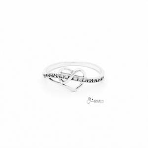 Sterling Silver Rings: Sterling Silver Heart Ribbon Ring
