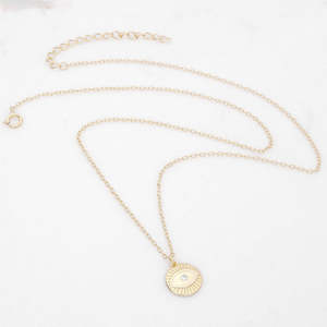 Sterling Silver Necklaces: Sterling Silver CZ Eye Charm Necklace - Gold