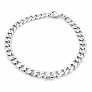 Stainless Steel Bracelets: Stainless Steel Beveled Cuban Chain Bracelet - 7mm Width