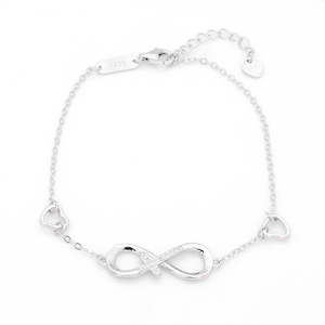 Sterling Silver Bracelets: Sterling Silver Infinity with Cross Charm Bracelet