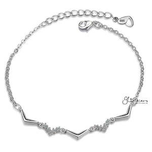 Sterling Silver Bracelets: Sterling Silver ZigZag with C.Z Women's Bracelet