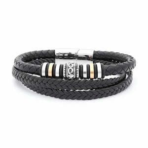 Leather Bracelets: Multilayer Leather Bracelet with Two-Town Ornament