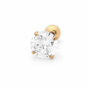 Everyday Jewellery: Prong Set Round CZ Studs - Gold
