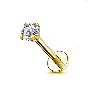 Three Piece C.Z Top Flat Back Studs Bundle - Gold