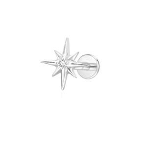 Titanium Jewellery: Starburst CZ Centre Titanium Flat Back Stud Earrings
