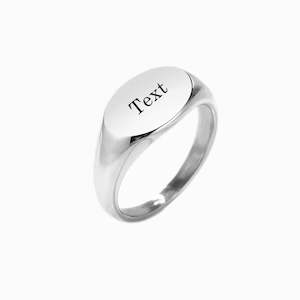 Rings: Personalised Stainless Steel Oval Signet Ring