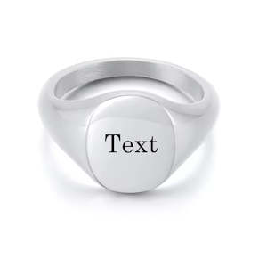 Personalised Stainless Steel Oval Signet Blank Plain Ring