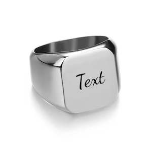 Rings: Personalised Stainless Steel Square Shape Ring