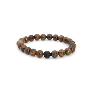 Bracelets: Tiger Eye & Black Agate Beaded Bracelet