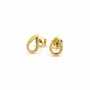 Gold Hollow Teardrop Stud Earrings
