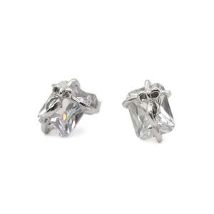 Stud Earrings: Rectangle CZ Bow-Wrapped Stud Earrings