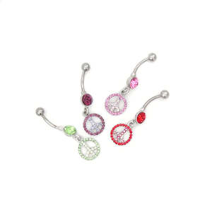 Clearance Sale: Crystal Peace Sign Belly Button Rings