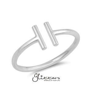 Sterling Silver Rings: Sterling Silver Double Bar T Women's Rings
