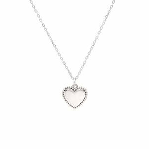Sterling Silver Beaded Edge Heart Pendant Necklace
