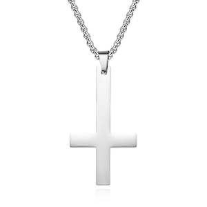 Stainless Steel Inverted Cross Pendant - Silver