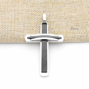 Double Layer Two Tone Cross Pendant