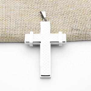 Double Layer Cross Pendant with Checkerboard Pattern