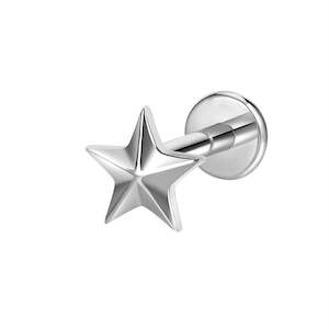 3D Star Titanium Flat Back Stud Earrings