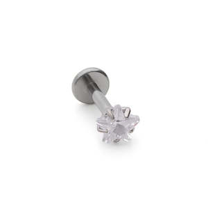 Star CZ Titanium Flat Back Stud Earrings