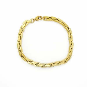Bracelets: Stainless Steel Box Link Chain Bracelet - Gold