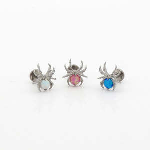 Opal Spider Top Titanium Flat Back Stud Earrings