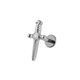 Sword with CZ Titanium Flat Back Stud Earrings