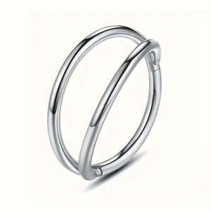 Two Lines Hinged Segment Nose Hoop Rings