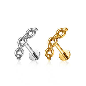 Titanium Jewellery: Chain Link Titanium Flat Back Stud Earrings