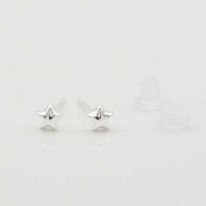 Sterling Silver Mini Star Stud Earrings - Silver