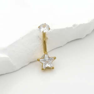 Star CZ Belly Button Navel Ring - Gold