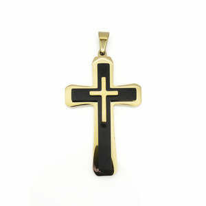 Triple Layer Two-Tone Cross Pendant - Gold
