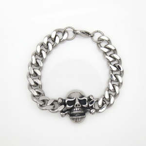 Stainless Steel Gothic Skull Link Bracelet