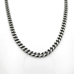 Mens Necklaces: Stainless Steel 6mm Curb Link Chain Necklace - Gunmetal Black
