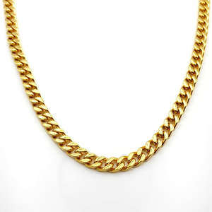Stainless Steel 6mm Curb Link Chain Necklace - Gold